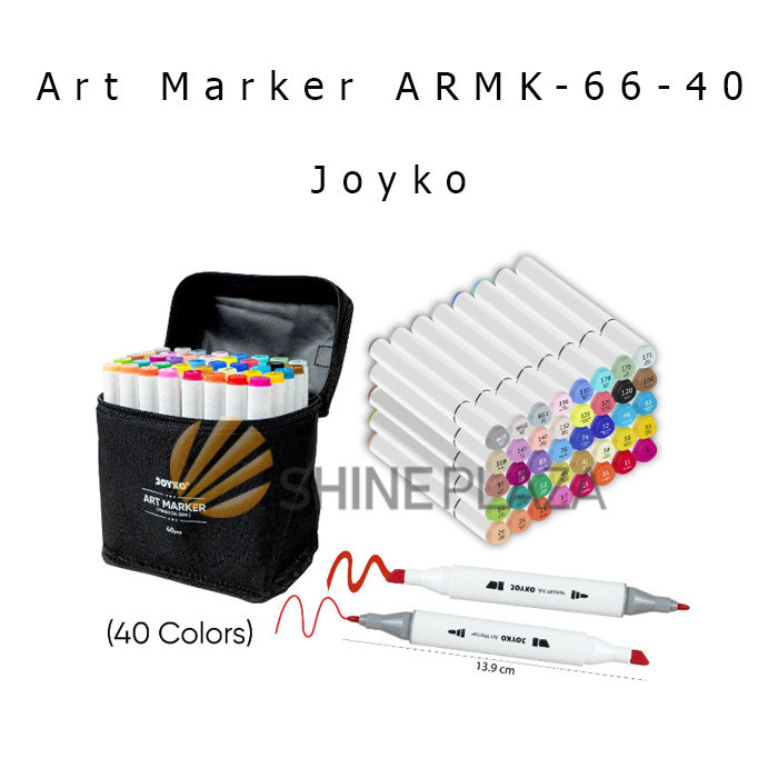 

ART MARKER JOYKO ARMK-66-40 COLORS - SPIDOL SKETSA SENI WARNA JOYKO