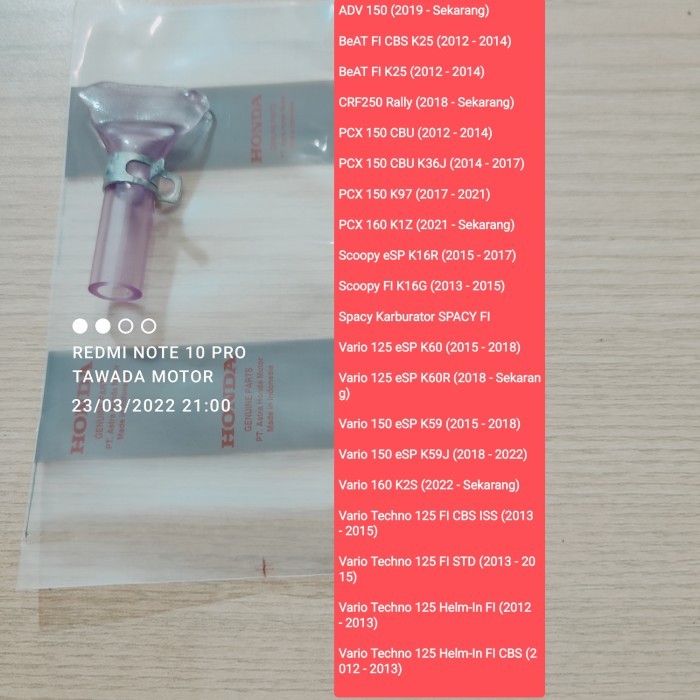 Tube Drain Box Filter Udara Honda Pcx 150 Pcx 160 Barang Langka