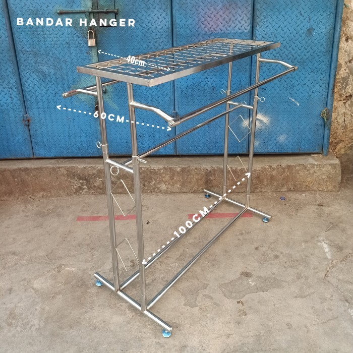 gawang baju 2 sisi plus tatakan ram besi crhome