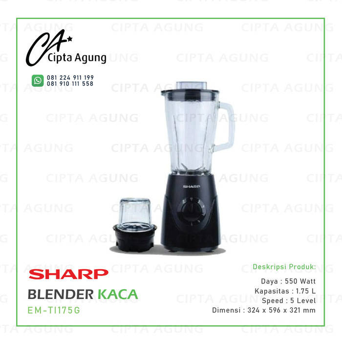 Blender Kaca 1.75 L Sharp EM-TI175G Hitam