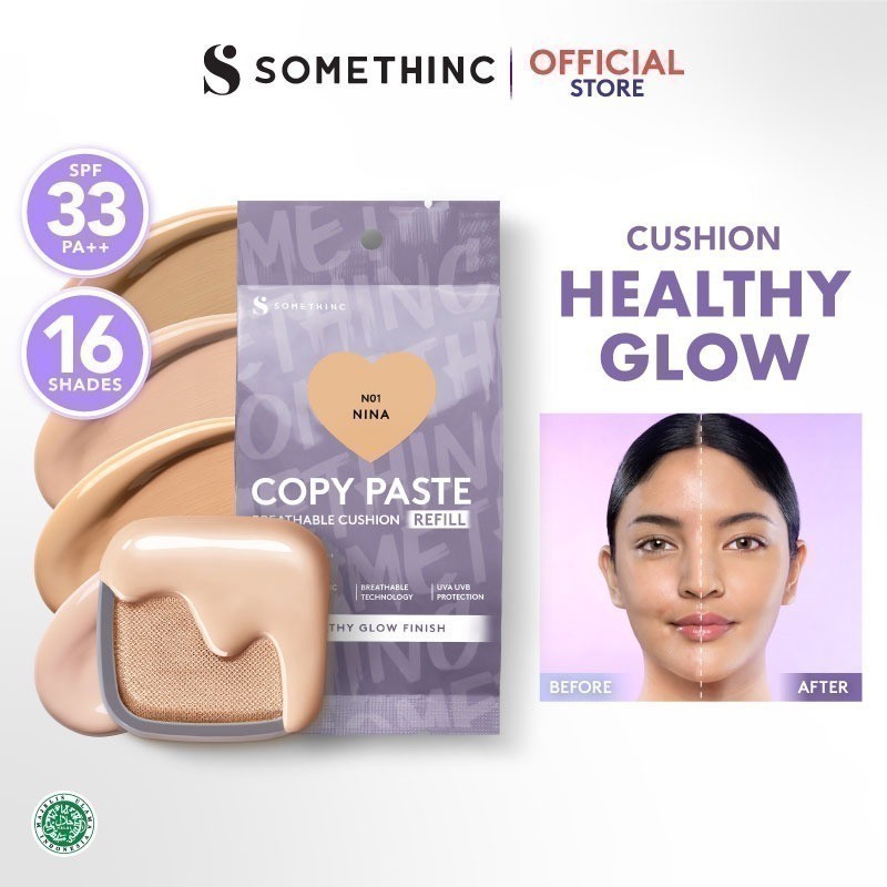 SOMETHINC (REFILL) Copy Paste Breathable Mesh Cushion SPF 33 PA++ -  Cushion Dengan Healthy Glow Finish, Ringan Di Wajah & Tahan Lama | Non-Comedogenic, Memproteksi Wajah Dari Sinar Matahari, Dan Tidak Menyumbat Pori Serta Mengandung skincare