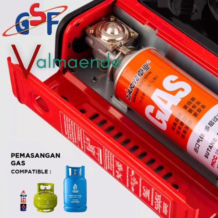 Kompor Gas Portable 2 In 1 Grill Pan Perlengkapan Bbq Lpg Gas Kaleng