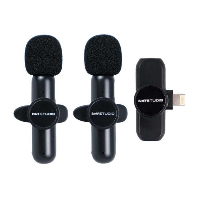 Microphone Jepit Wireless 2 Mic Clip On USB Lightning Untuk HP Iphone