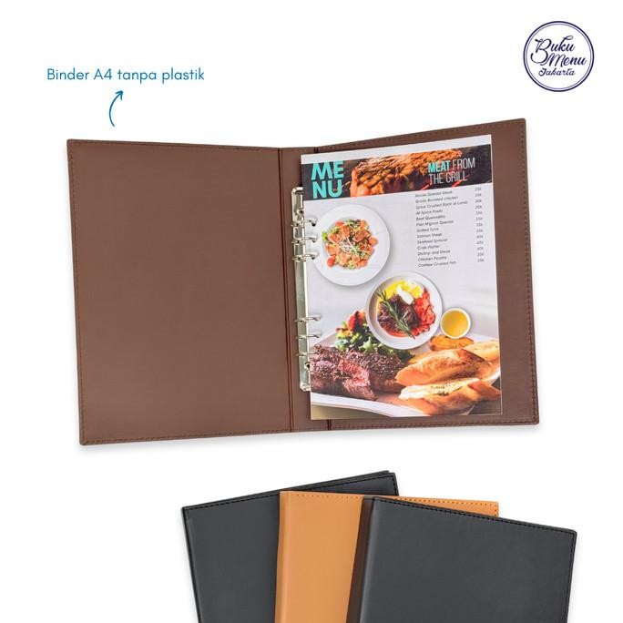 

Buku Menu Jakarta - Buku Menu Kulit Ring Binder 6 lubang (TANPA PLASTIK) A4 Hitam, Coklat Muda, Coklat Tua - Cafe, Coffee Shop, Restoran, Hotel