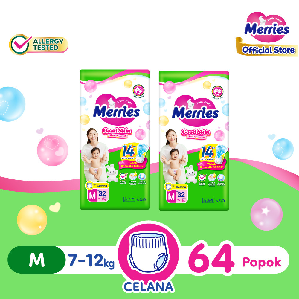 Merries Good Skin Pants Popok Perlengkapan Bayi M(7 - 12)kg Kurangi Risiko Alergi Pada Kulit Bayi Is