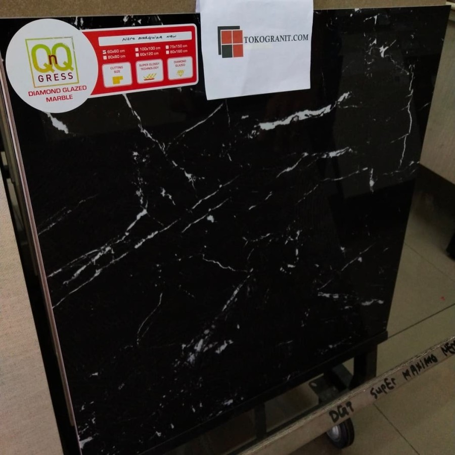 GRANIT LANTAI QNQ NERO MARQUINA KILAP 60X60/1.44M/DUS[FREE ONGKIR]