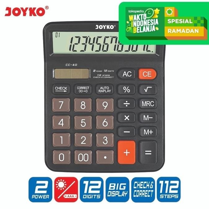 

gd-8 Calculator / Kalkulator Joyko CC-40 / 12 Digits (Check Correct) Berkualitas