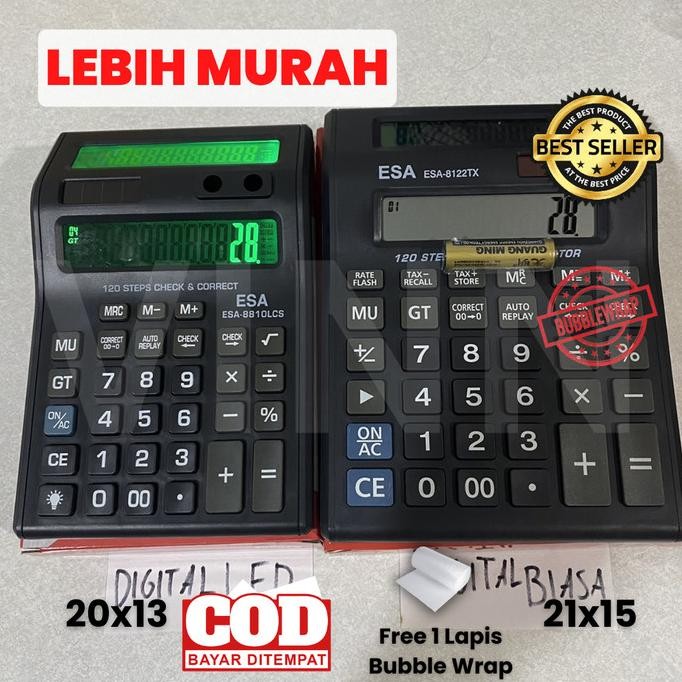 

wes-24 Kalkulator Digital 2 Layar ESA 12 Digit Murah | Kalkulator Check Besar Hemat