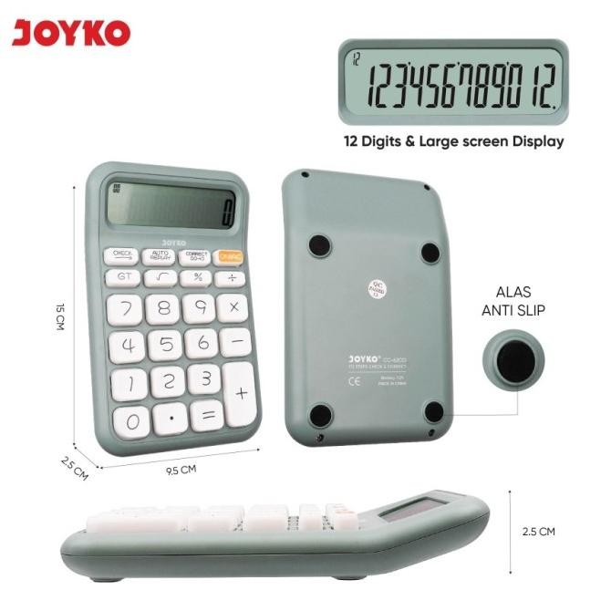 

If56 Joyko Calculator CC-62CO Kalkulator Check & Correct 12 Digits Pastel Color Murah