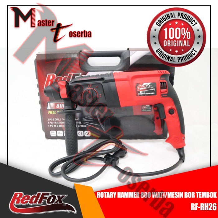 Barang Ready ROTARY HAMMER 26 MM 800 WATT REDFOX MESIN BOR BOBOK BETON