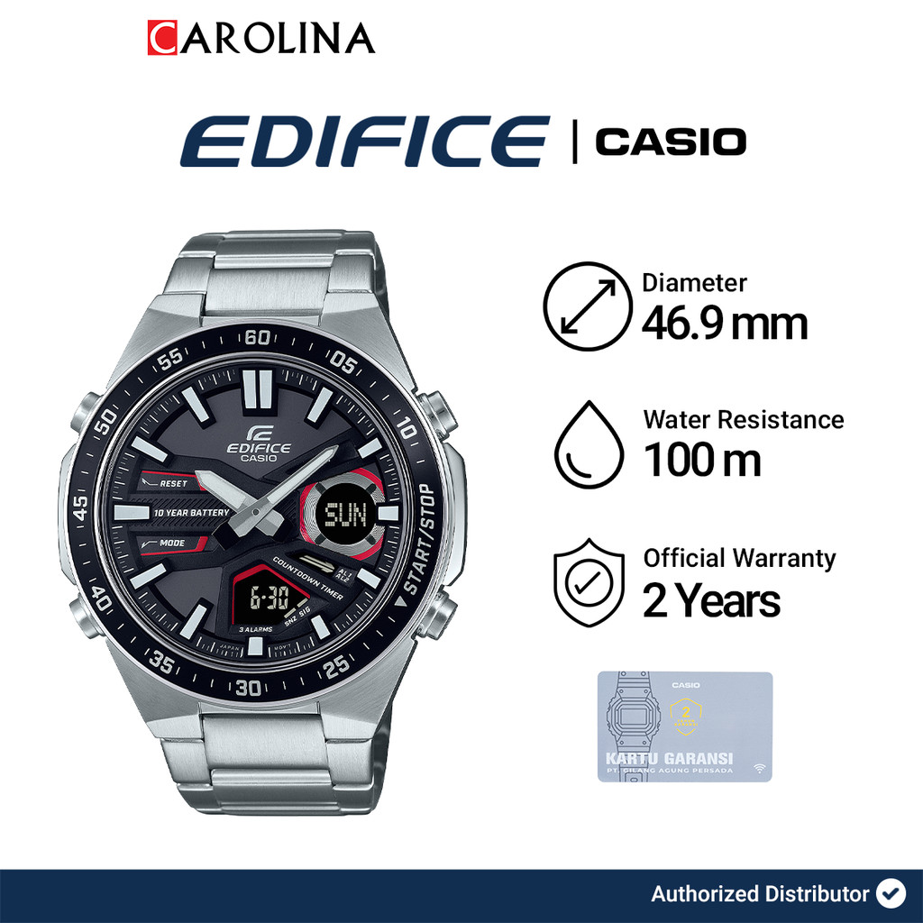 Jam Tangan Pria Casio EDIFICE EFV-C110D-1A4 Digital-Analog Dial Stainless Steel Band