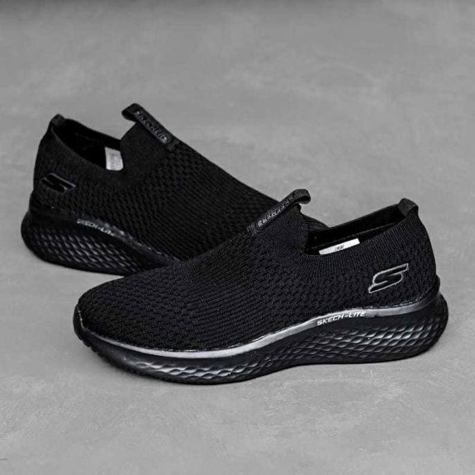 Sepatu Sneakers Casual Pria Skechers Slip On Full Black Termurah Alalistore44