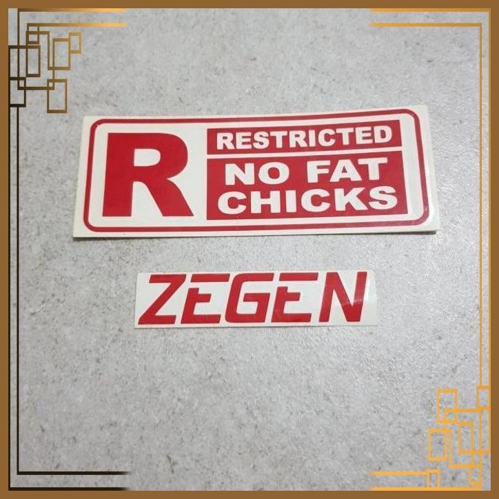 

[ZGA] STIKER STICKER RESTRICTED NO FAT CHICKS RED MERAH