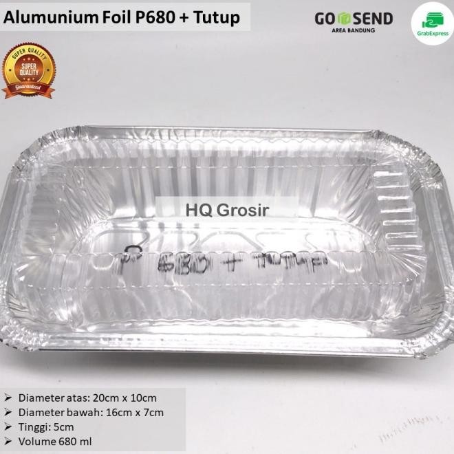 Terlaris Alumunium Foil Cup P680+Tutup - 1 Pack Isi 20Pcs, Lasagna,