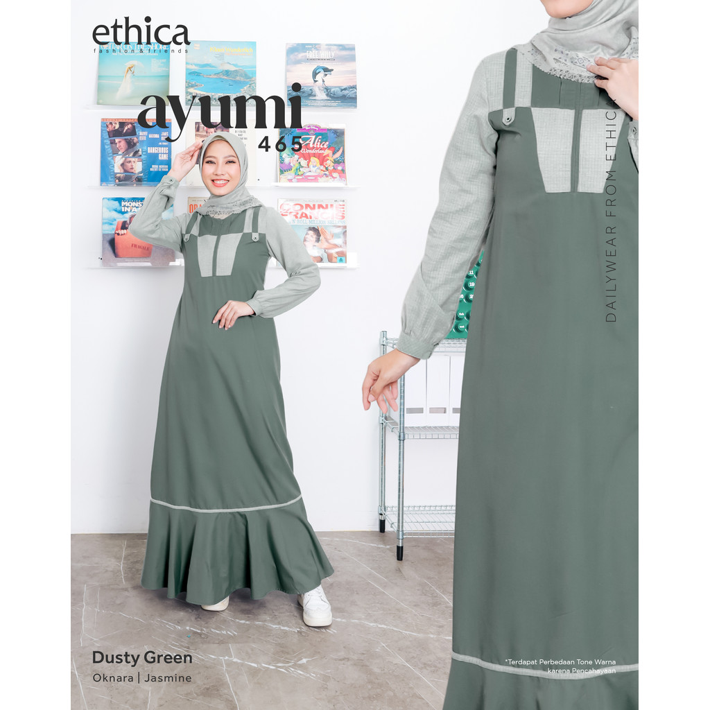 Gamis Ethica AYUMI 465 | Model Baju Gamis Terbaru Lebaran 2025 | Dress Lebaran 2025