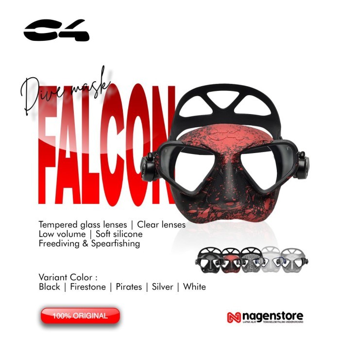 C4 Falcon Firestone Low Volume Dive Mask Freediving Masker Selam Low