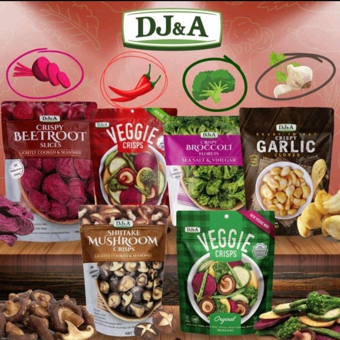 

DISKON DJ & A Crispy Veggies Snack Cemilan Sayuran Crisp DJ&A Garlic Jamur