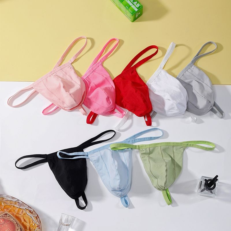 Thong Katun Murni Celana Dalam Seksi Pria Pinggang Rendah Bertepi Sempit