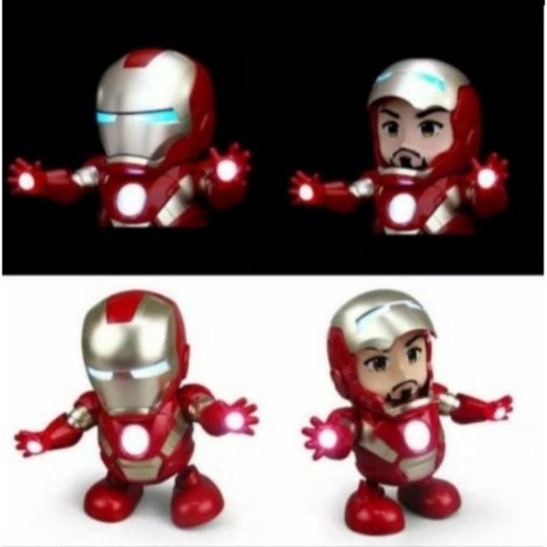 ORIGINAL MAINAN ANAK COWOK ROBOT DANCE HERO BUKA TOPENG IRONMAN SPIDERMAN ULTRAMAN iron man CAPTAIN 