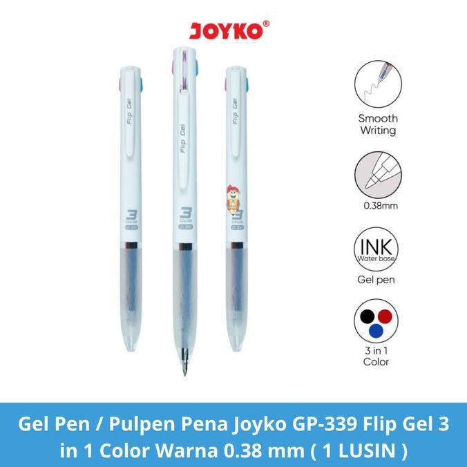 

1 Lusin / Gel Pen / Pulpen Joyko GP-339 Flip Gel 3 in 1 Warna 0.38 mm