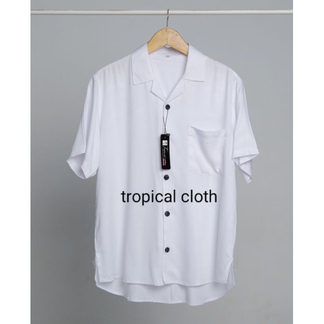 ~KEMEJA POLOS LENGAN PENDAK HAWAIAN CLASSIC SHIRT KEMEJA PANTAI RAYON kemeja krah piama pria