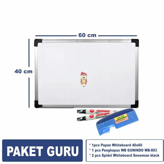 

NEW PAKET 1pcs papan WB 40x60cm + 2 pcs spidol WB + 1 pcs penghapus WB