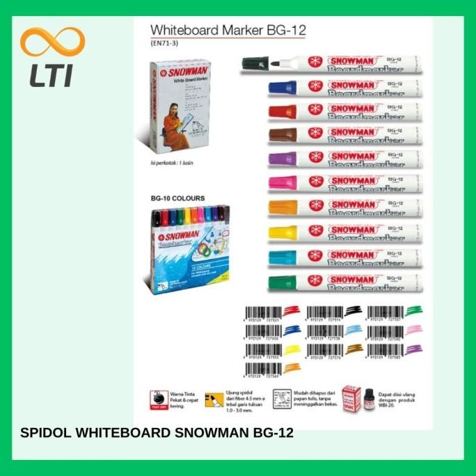 

TERMURAH - Spidol Whiteboard Marker Snowman TERMURAH BG-12 / Lusin