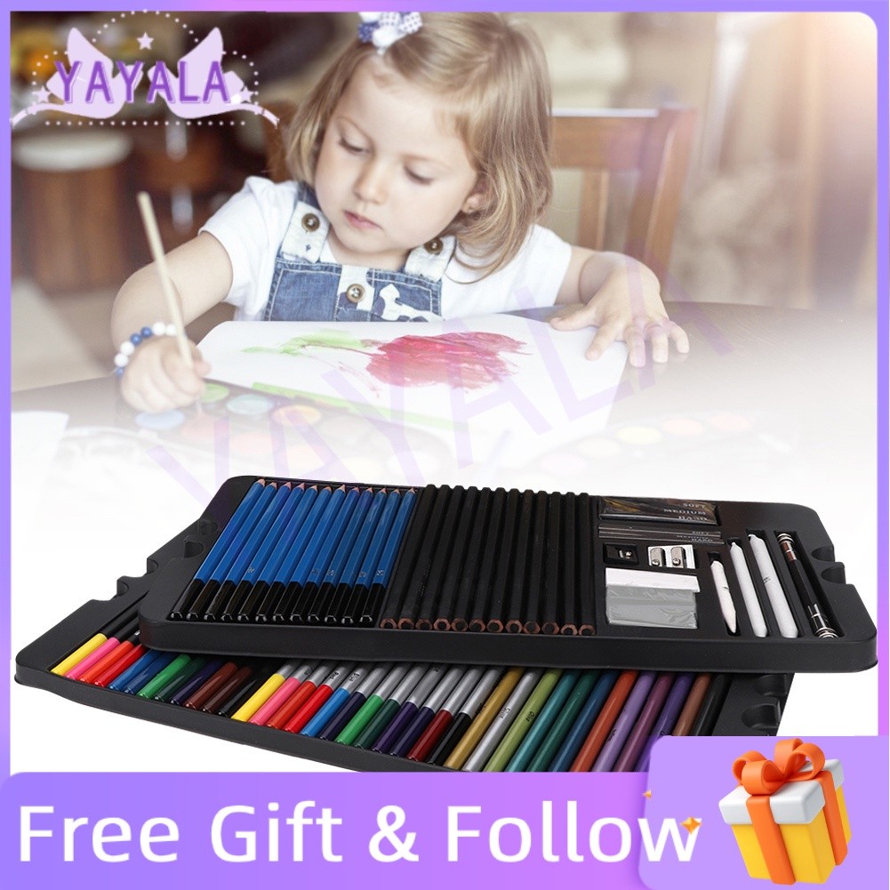 

[Ready Stock] YAYALA 75 Buah Set Alat Sketsa Seni Pensil Warna Desain Gambar Sketsa Profesional |077FB6AB|