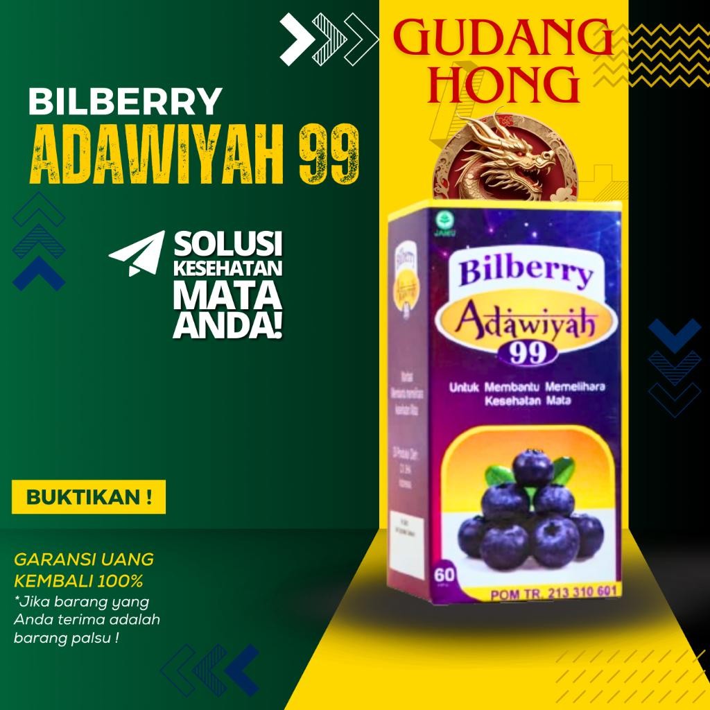 GUDANG HONG - KAPSUL BILBERRY ADAWIYAH 99 / OBAT MATA MINUS / KATARAK / MATA LELAH / BILBERRY ADAWIY