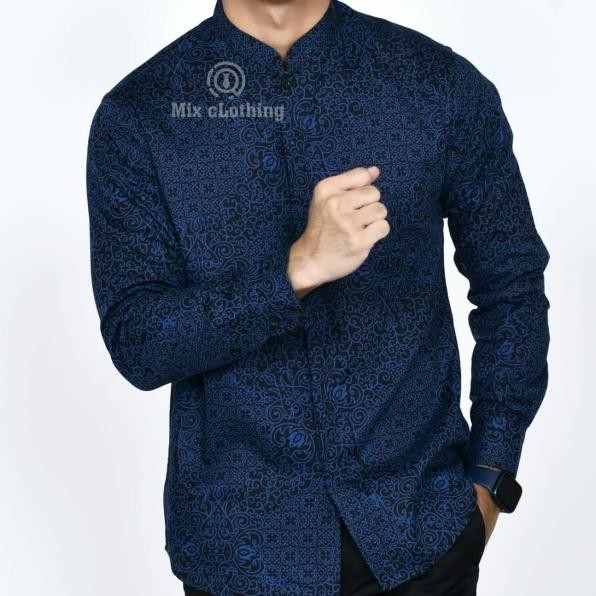 Kemeja Batik Pria Slimfit Lengan Panjang Kerah Shanghai 2020