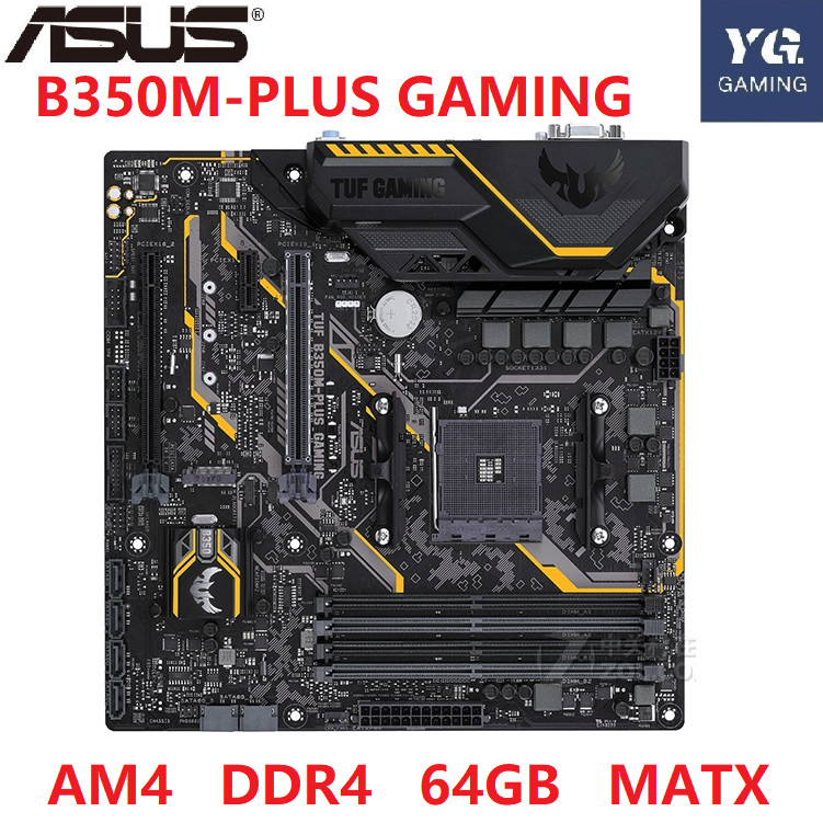 ASUS B350M-PLUS GAMING motherboard soket AM4 DDR4 64GB untuk AMD B350M motherboard desktop asli moth