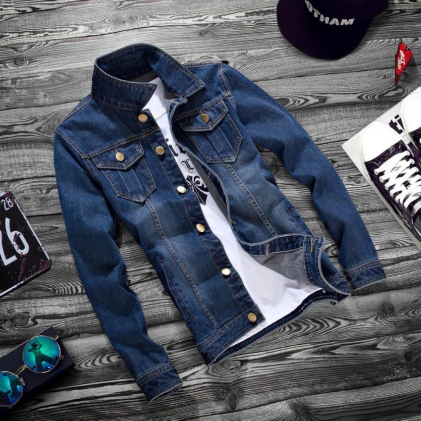 Jaket Pakaian Pria Mantel Denim Slim Korea |B3915A4F|