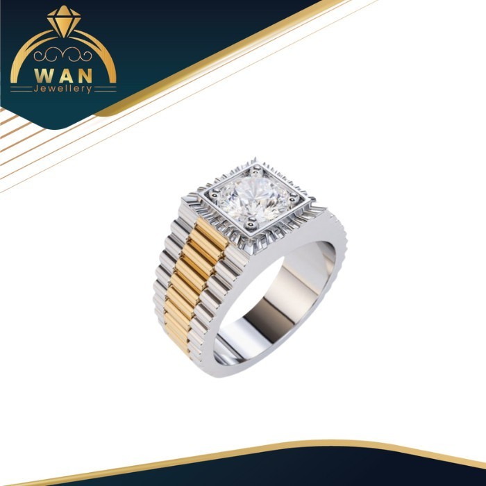 Ready Cincin berlian pria emas asli / cincin diamond pria