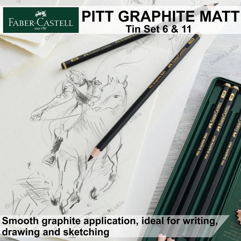 

Ox04 FABER CASTELL Pitt Graphite Matt Tin Set 6 / Set 11 Berkualitas