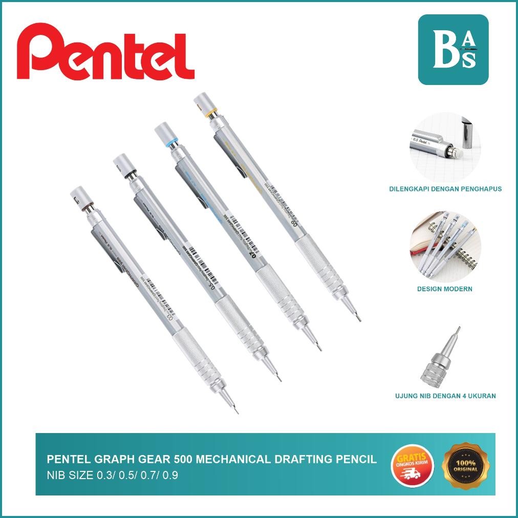 

TY69 Pentel Graph Gear 500 Mechanical Drafting Pencil (0.3 / 0.5 / 0.7 / 0.9) Premium