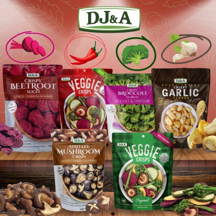 

FREE ONGKIR DJ & A Crispy Snack Cemilan Sayuran Krispi Siap Saji Import 1 Pouch