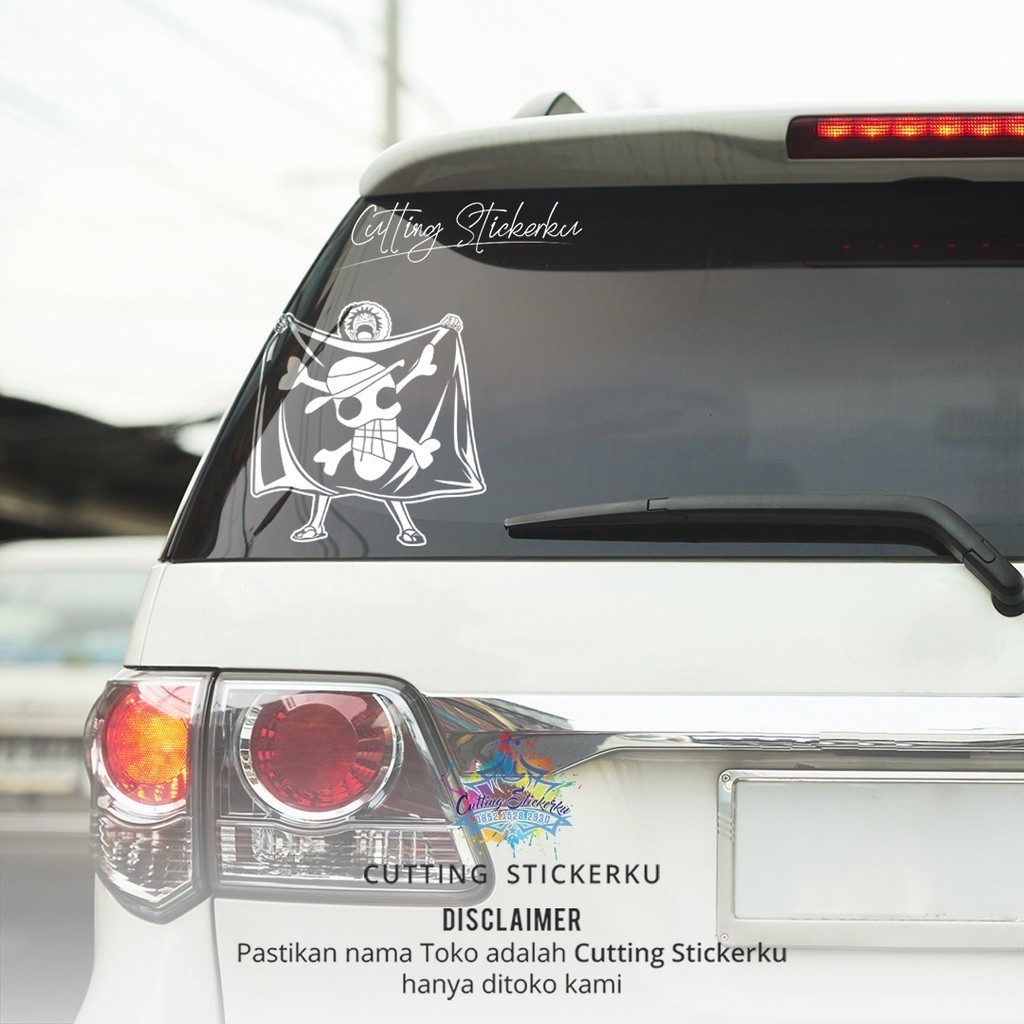 Cutting Stiker Bendera Pertama Luffy Variasi Motor Mobil Sticker Timbul Keren Nyala Dasbor Spakbor V