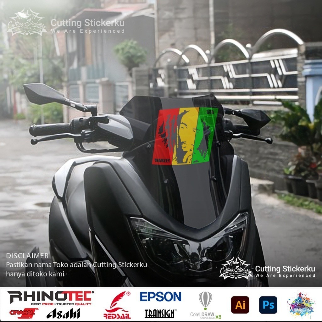 Cutting Stiker Bob Marley Variasi Motor Mobil Rege Reage Jamaika Bendera Jamaica Musik Sticker Timbu