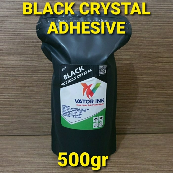 

VATOR HOT MELT BLACK CRYSTAL ADHESIVE 500GR SABLON DTF KAIN POLYESTER