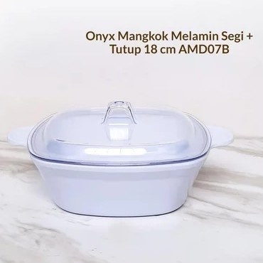 #####] Basi Mangkok Sayur Kecil Segi Tutup Melamin Premium Tahan Panas Onyx