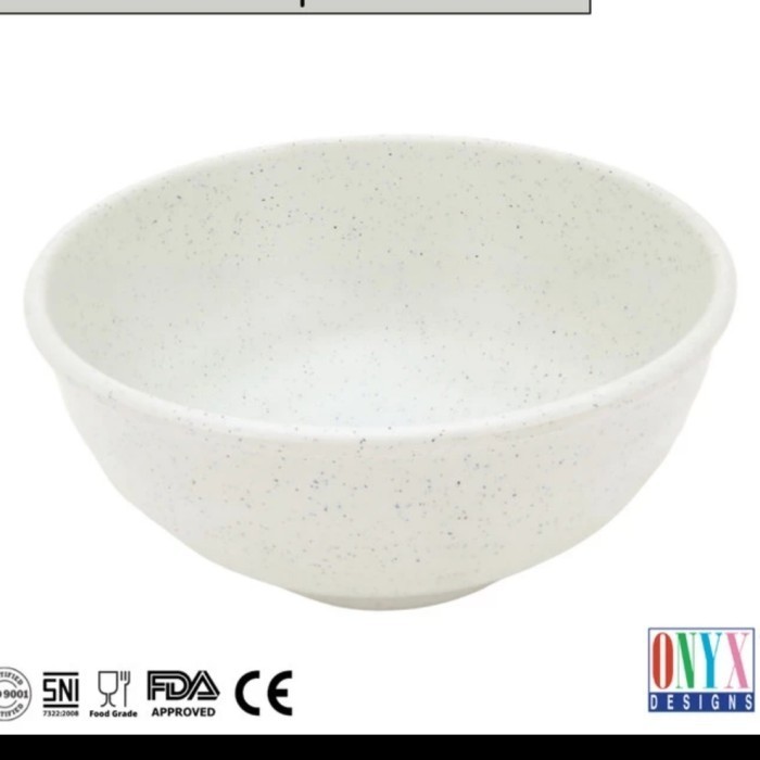 ] Mangkok Makan Saji Melamin Motif Batu Tembikar Putih Premium Onyx 3 Uk