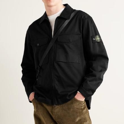 Stone Island Garment Dyed Overshirt Jacket Black Original Kekinian