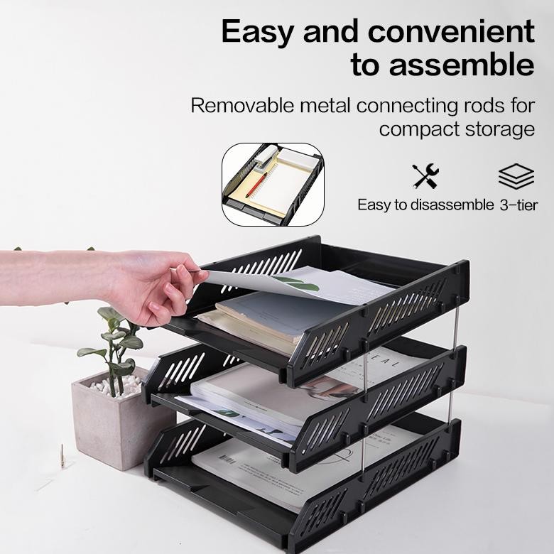 

TERLARIS Deli File Tray / Rak File Susun Bahan Plastik 2/3 Tingkat E920X SD83
