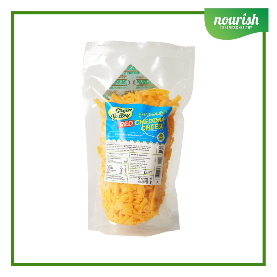 

Green Valley Shredded Red Cheddar Cheese, HALAL/ REAL CHEDDAR 225g
