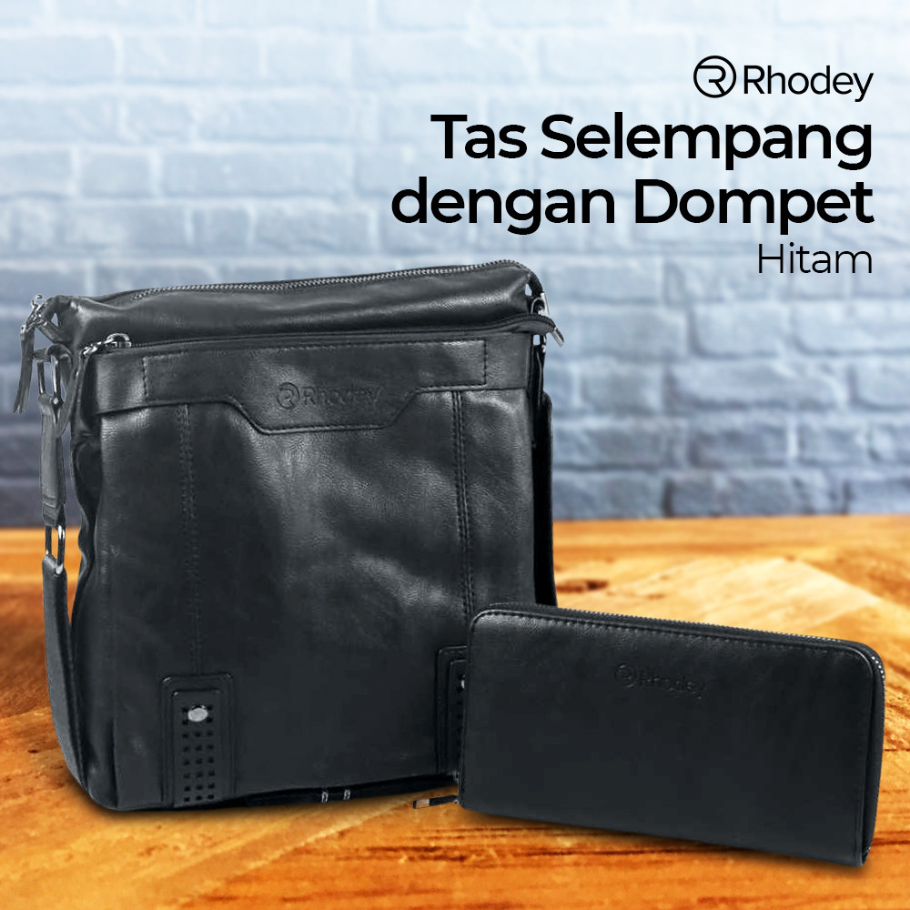 PROMO Rhodey Tas Selempang Pria Messenger Bag PU Leather dengan Dompet - 15036 Kualitas Terbaik