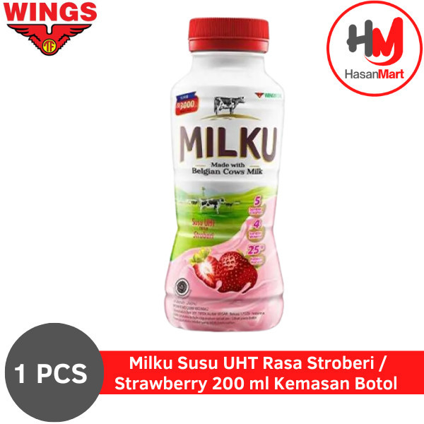 

Milku Susu UHT Rasa STROBERI / STRAWBERRY Kemasan Botol 200 mL [1 PCS]