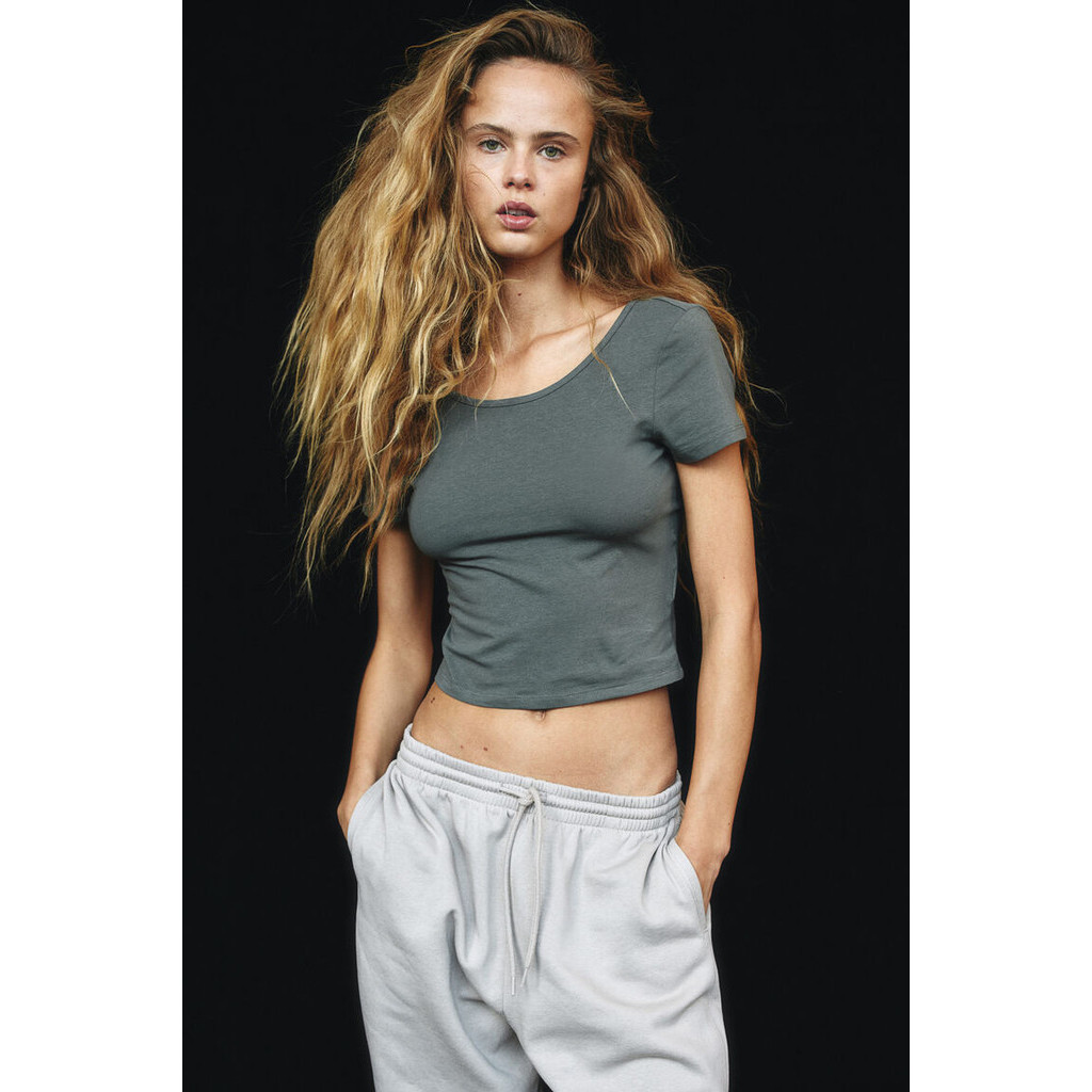 H&M Wanita Low-back T-shirt 1214109_2