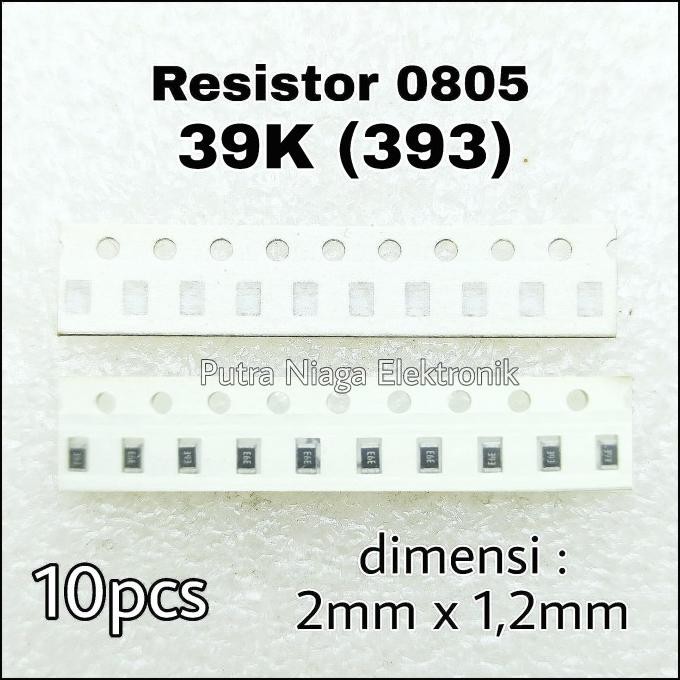 Murah (10pcs) Resistor SMD 0805 39K Tahanan 39Kohm 39 K Marking: 393 putr4n Berkualitas