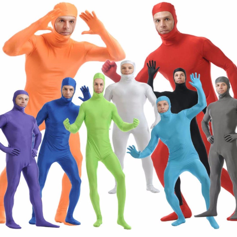 Setelan Zentai Seluruh Tubuh Lycra Kustom untuk Pria Halloween Setelan Ketat Kulit Kedua Kostum Cosp