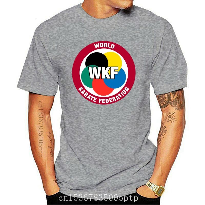 Pakaian Pria Logo Federasi Karate Dunia Wkf Kaos Putih Pria 3Xl Kemeja Formal Pemuda Hitam